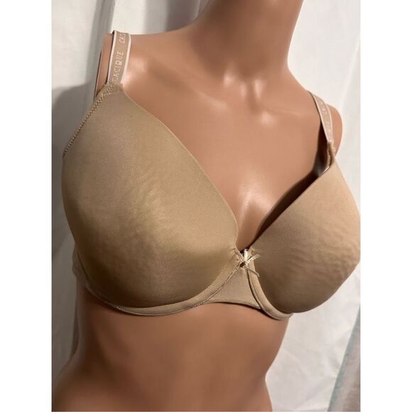 Cacique Lane Bryant Women’s TAN/Cream 36DD Adjustable Bra LOGO STRAPS GOOD CONDI - Picture 2 of 7